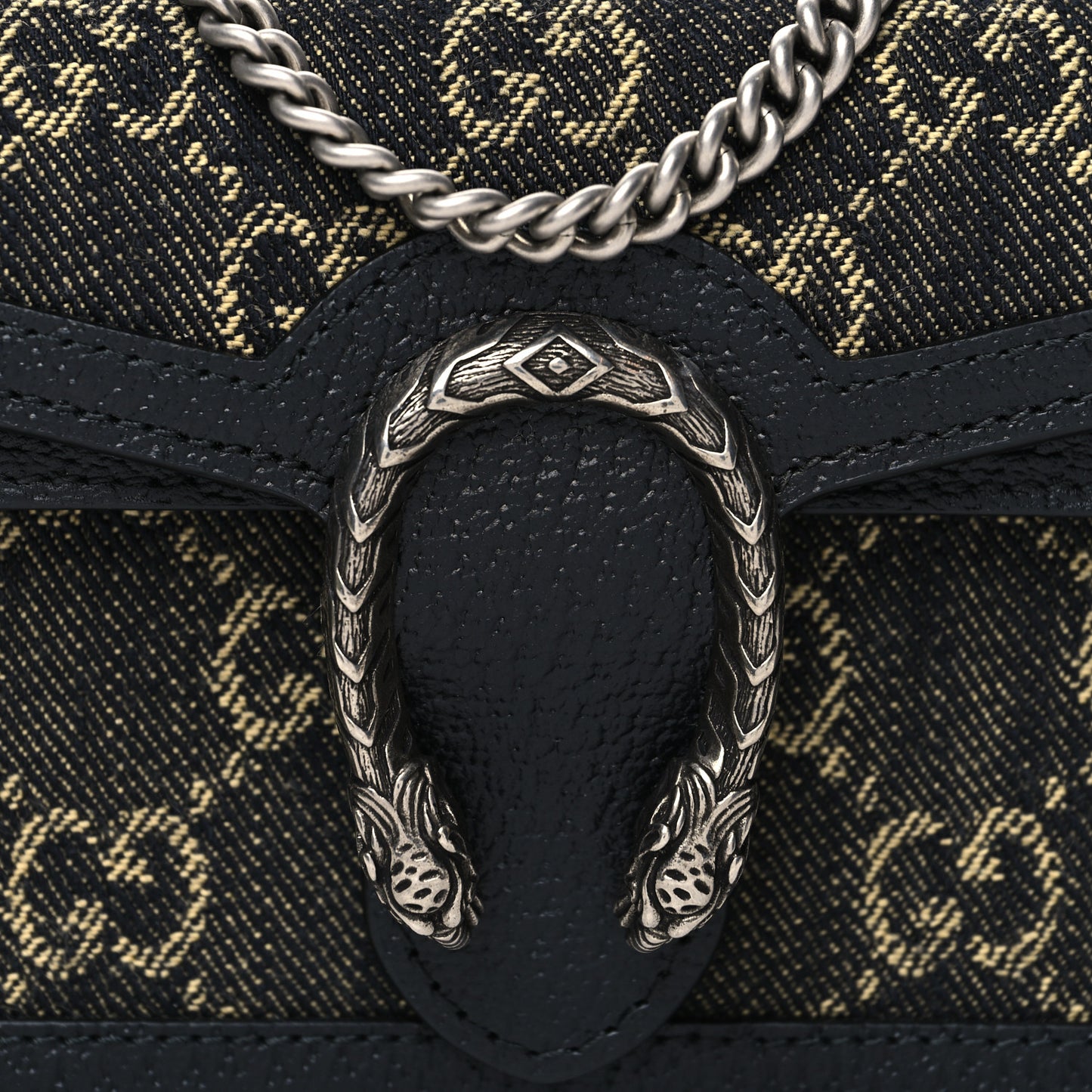 Jacquard Black Denim GG Monogram Super Mini Dionysus Shoulder Bag Black Ivory