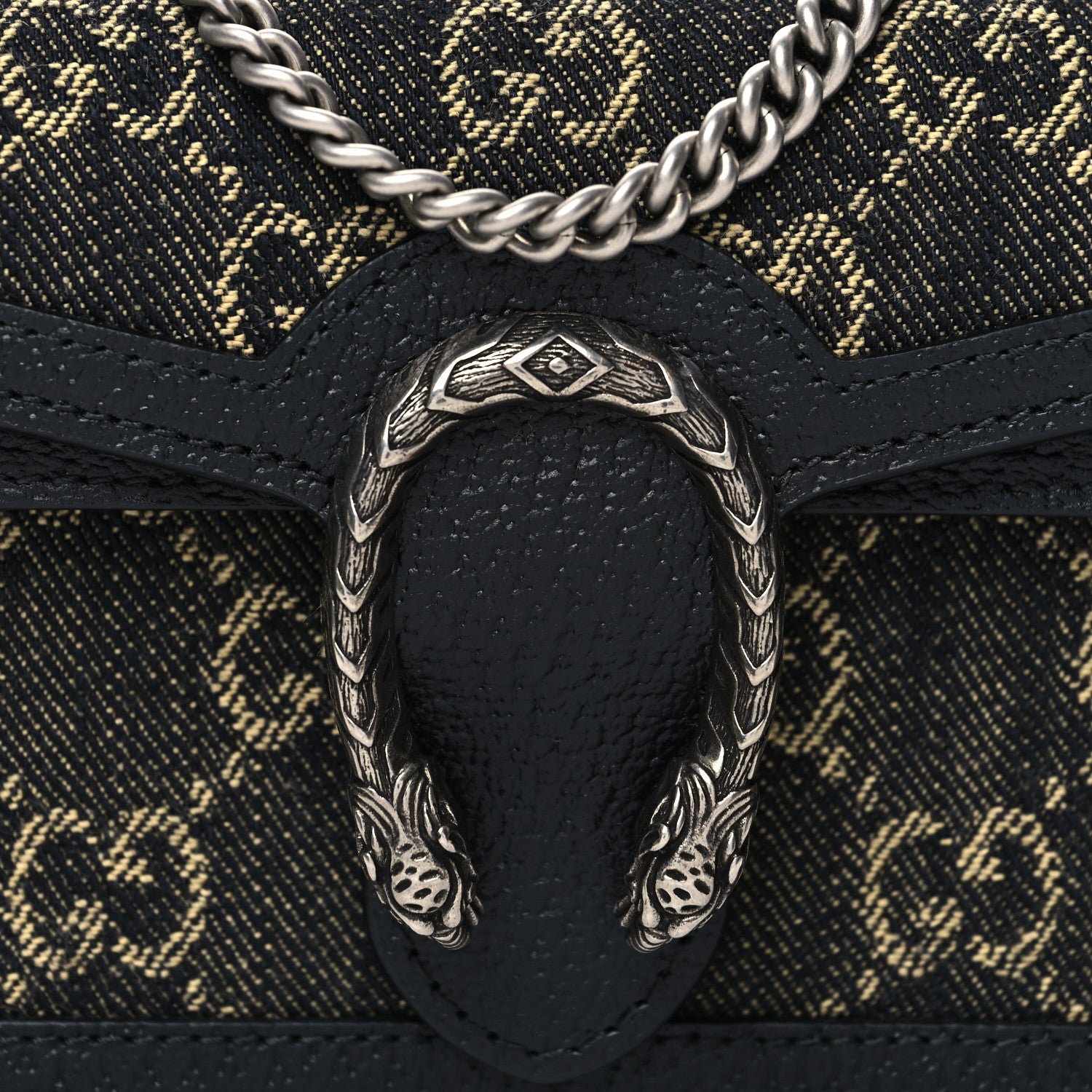 Gucci Jacquard Black Denim GG Monogram Super Mini Dionysus Shoulder Bag Black Ivory 7 of 10