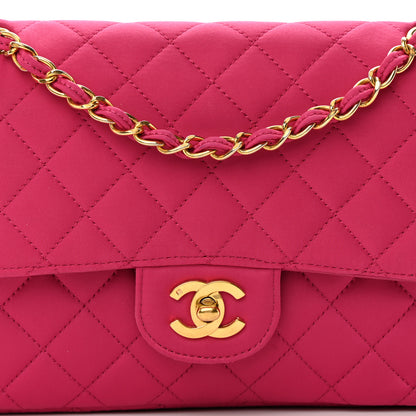 Chanel Satin Quilted Medium Double Flap Fuchsia 9 of 24