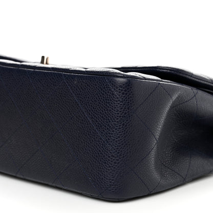 Chanel Caviar Quilted Jumbo Double Flap Navy Blue 10 of 12