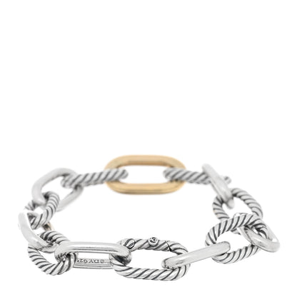 David Yurman Sterling Silver 18K Yellow Gold 11mm DY Madison Link Chain Bracelet 2 of 3