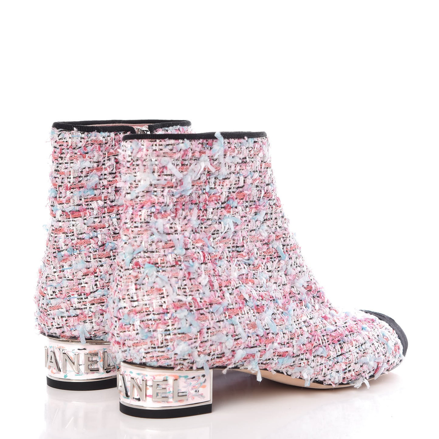 Tweed Cap Toe CC Short Boots 37.5 Pink
