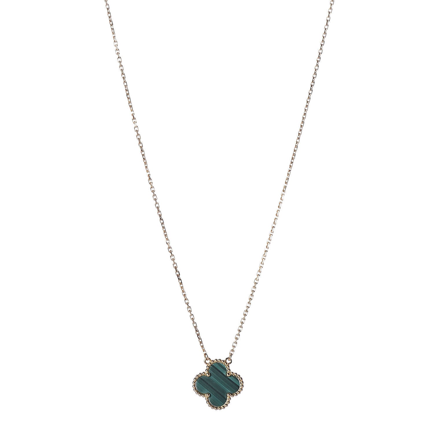 Van Cleef & Arpels 18K Yellow Gold Malachite Vintage Alhambra Pendant Necklace 1 of 7