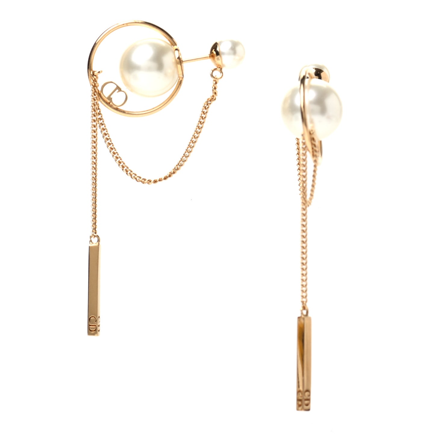 Pearl Tribales Dangle Chain Earrings Gold