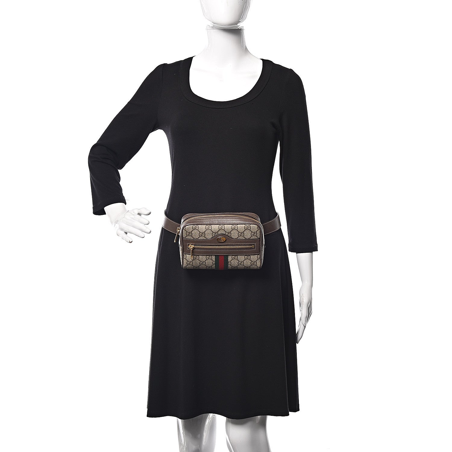 Gucci GG Supreme Monogram Web Small Ophidia Belt Bag 85 34 Dark Brown 2 of 11