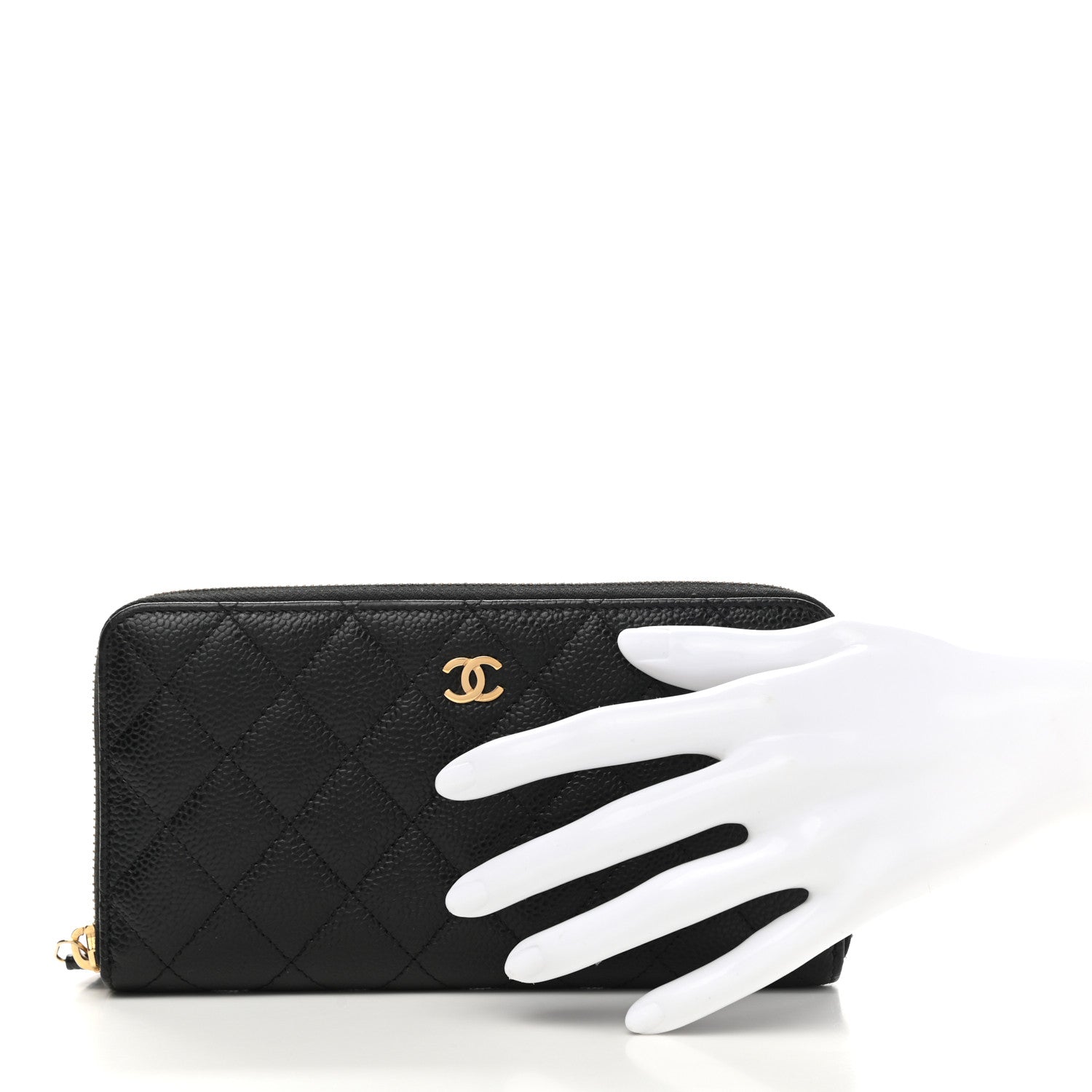 Chanel Caviar Quilted Large Gusset Zip Around Wallet Black 2 of 10