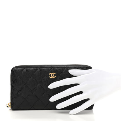 Chanel Caviar Quilted Large Gusset Zip Around Wallet Black 2 of 10