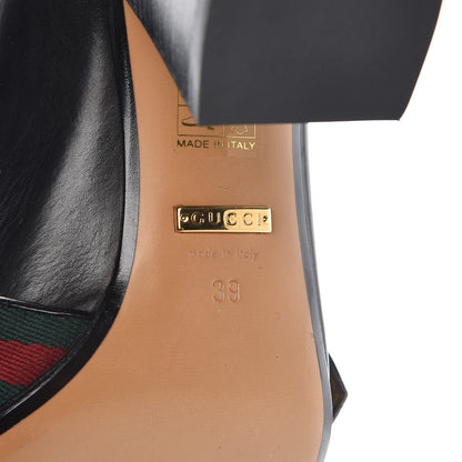 Gucci Calfskin Web Peyton Loafer Pumps 39 Black 6 of 17