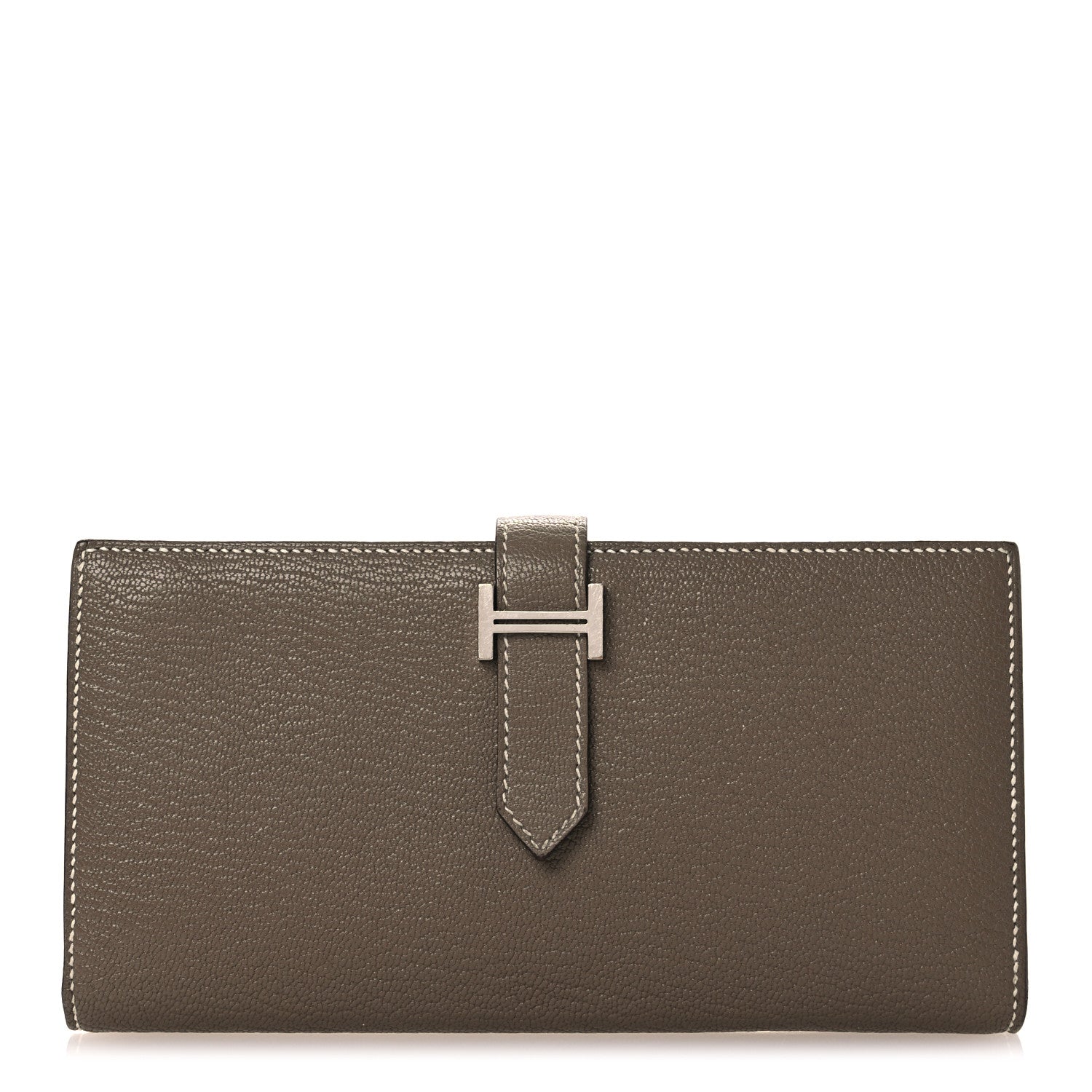 Hermes Chevre Mysore Bearn Gusset Wallet Etoupe 1 of 10