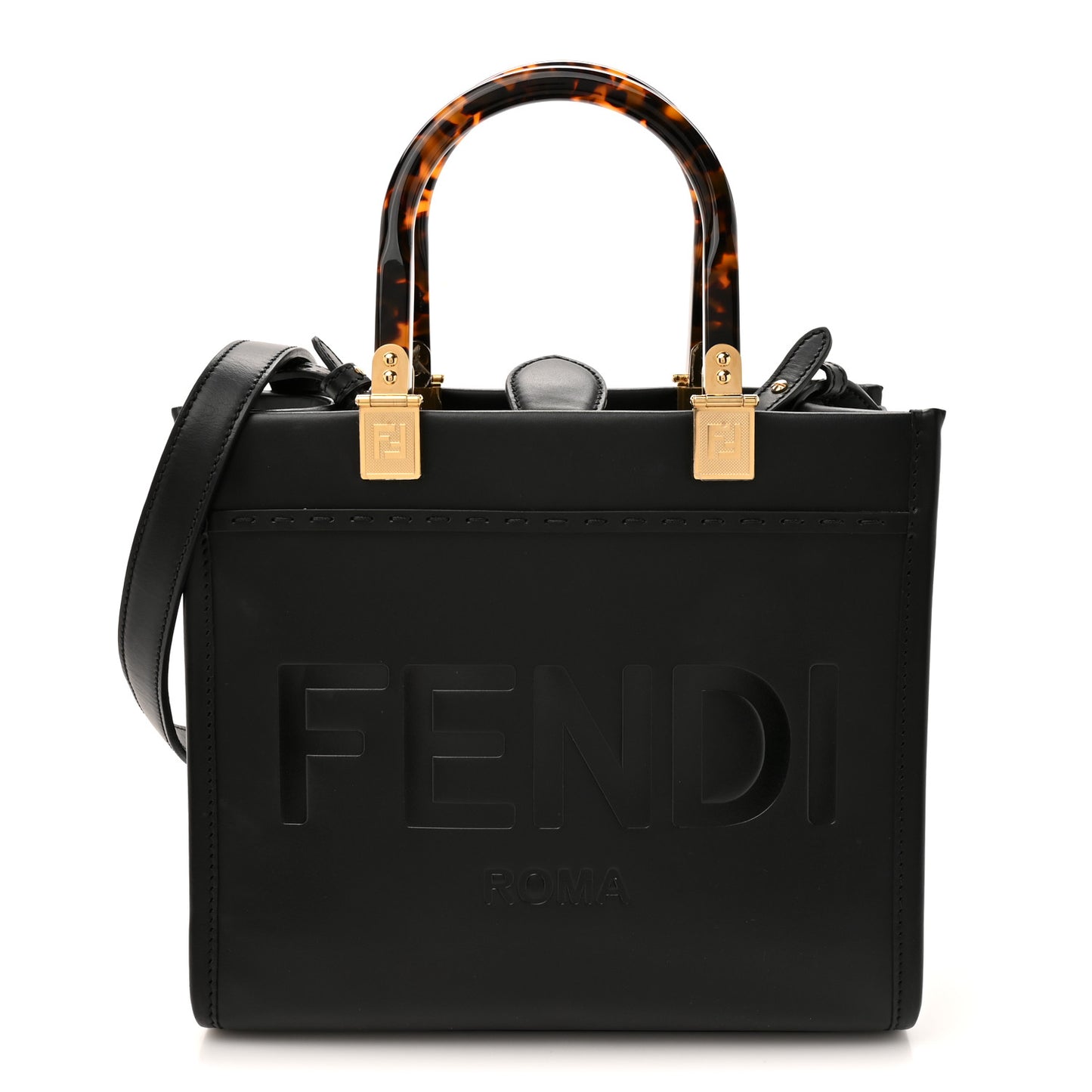 Vitello King Plexiglass Small Fendi Sunshine Shopper Tote Black