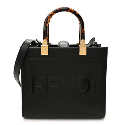 Fendi Vitello King Plexiglass Small Fendi Sunshine Shopper Tote Black 1 of 11