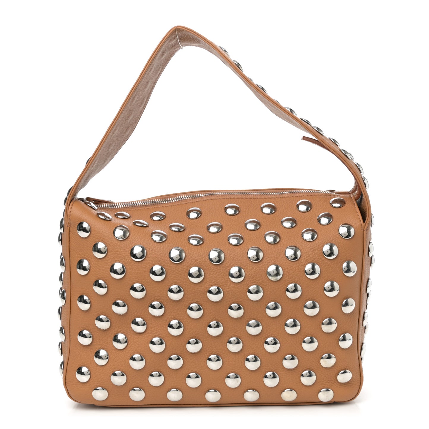 Pebbled Sport Calfskin Studded Elena Nougat