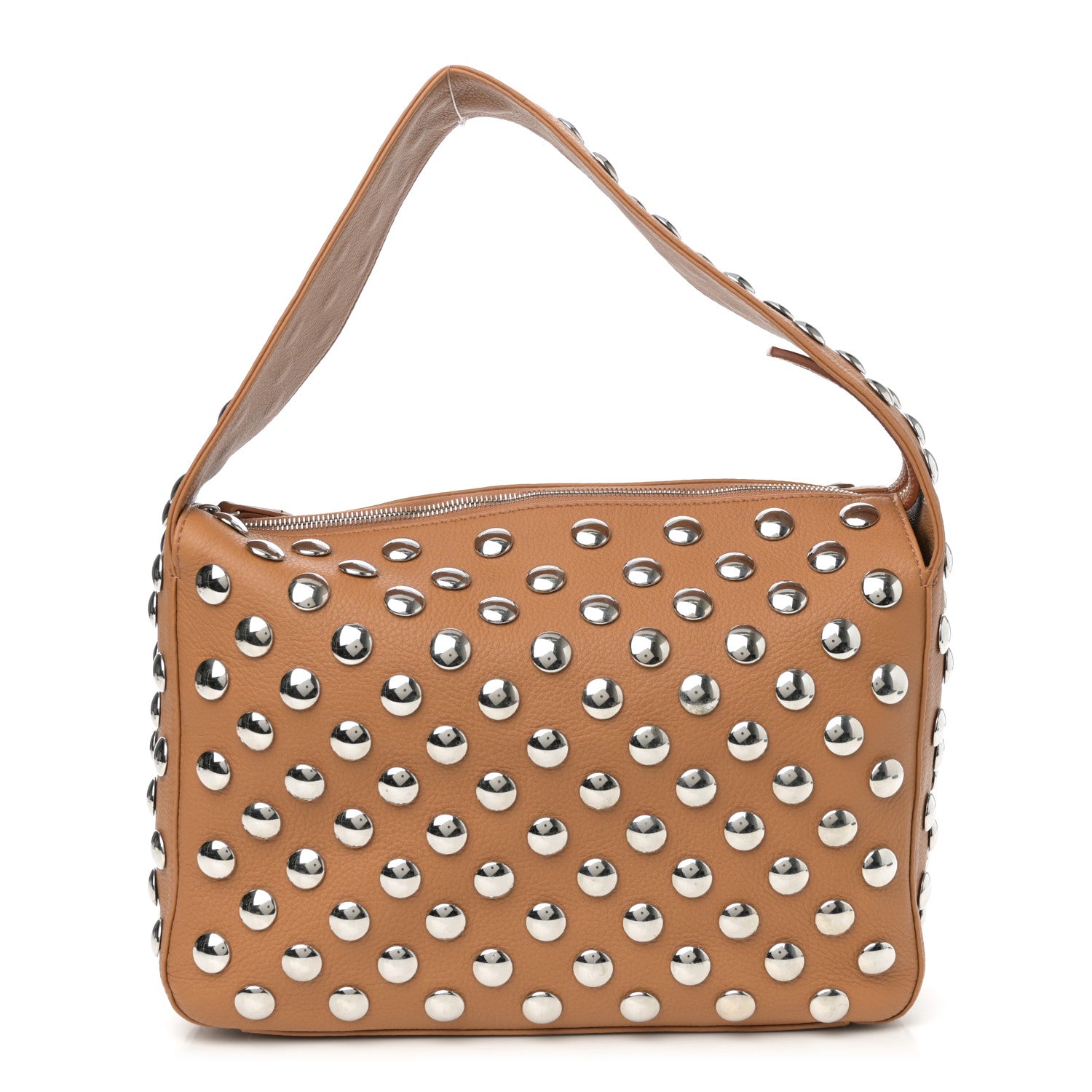 Khaite Pebbled Sport Calfskin Studded Elena Nougat 1 of 9