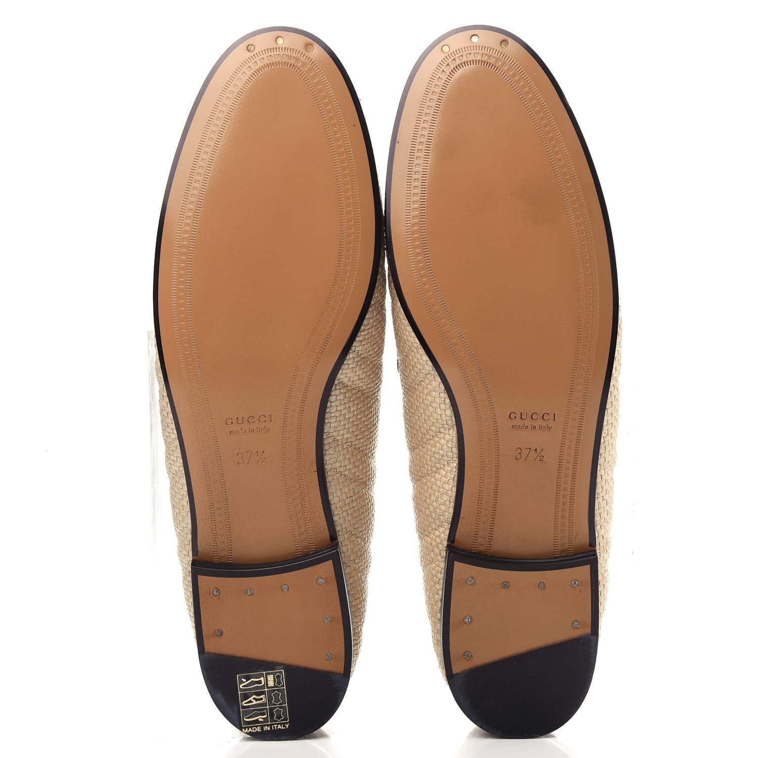 Gucci Raffia Elaphe Matelasse Horsebit Womens Jordaan Loafers 37.5 Natural Cream Brown 5 of 11