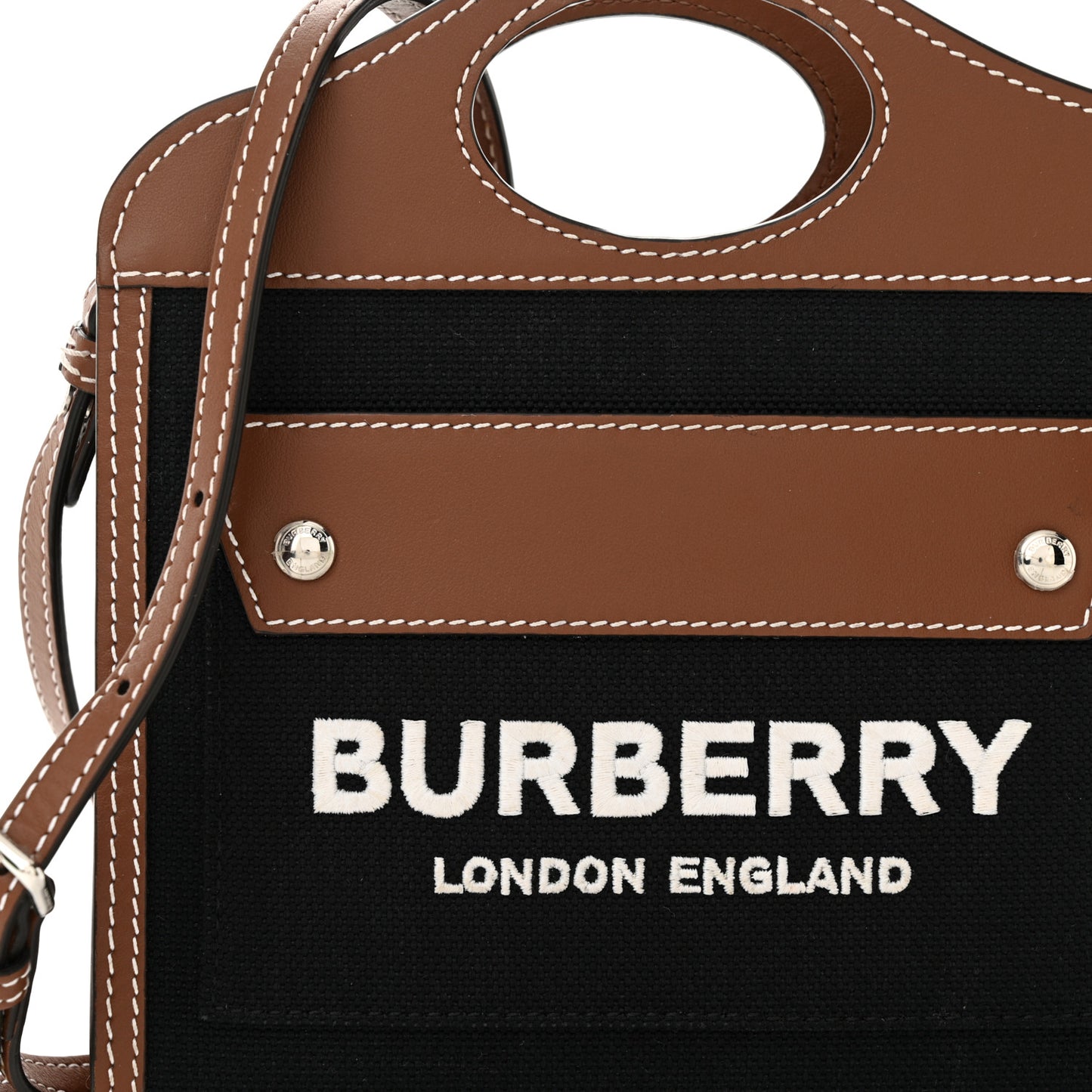 Smooth Calfskin Canvas Two Tone Micro Pocket Bag Navy Tan