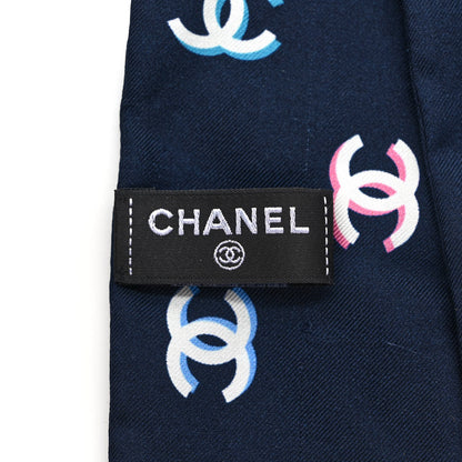 Chanel Silk CC Bandeau Scarf Navy Blue Multicolor 3 of 4