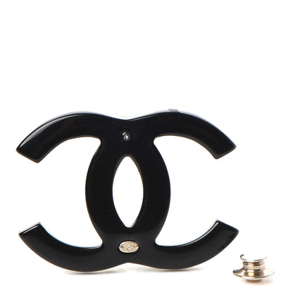 Chanel Resin Pearl Enamel Striped CC Brooch Black White 4 of 6