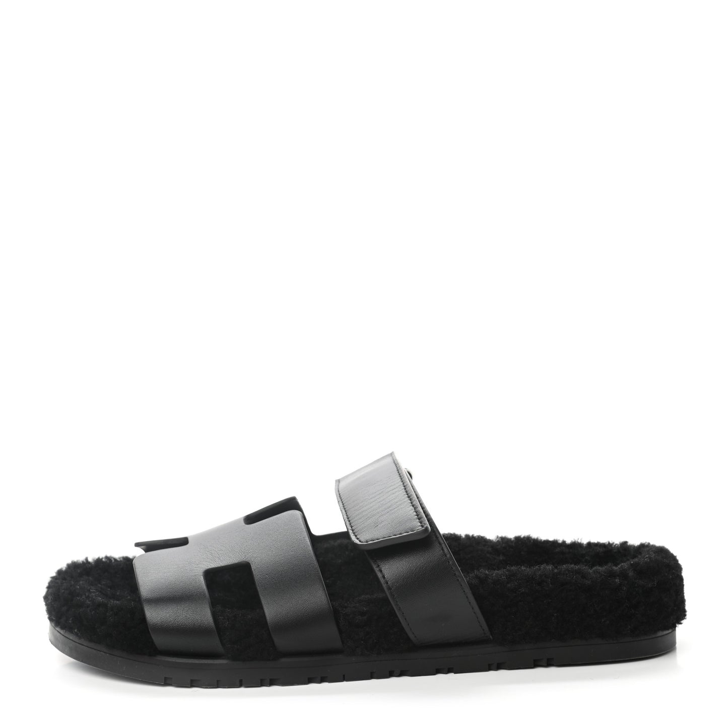 Calfskin Woolskin Womens Chypre Sandals 40 Black
