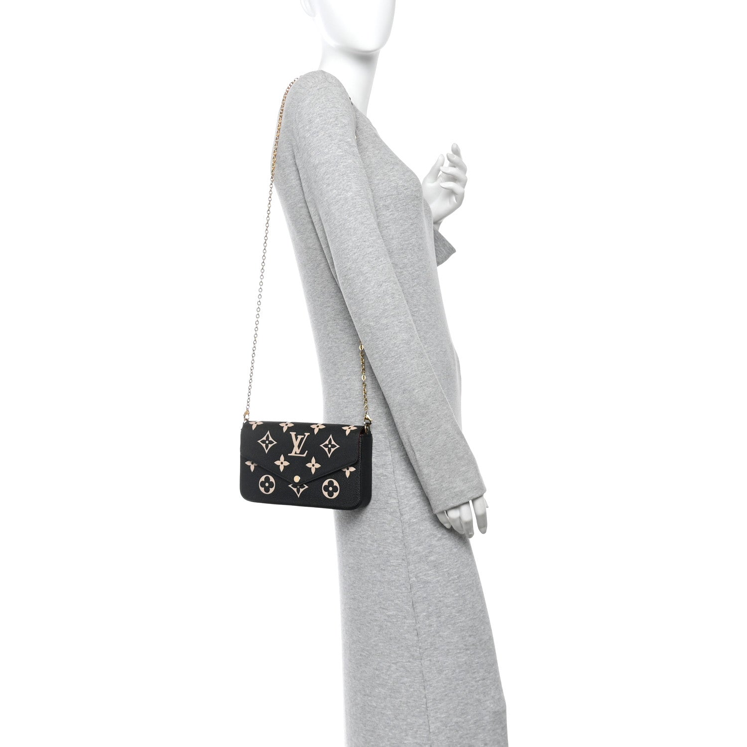 Louis Vuitton Empreinte Monogram Giant Felicie Pochette Black Beige 2 of 12