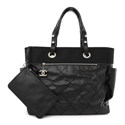 Chanel Coated Canvas Quilted Large Paris Biarritz Tote Black 3 of 16