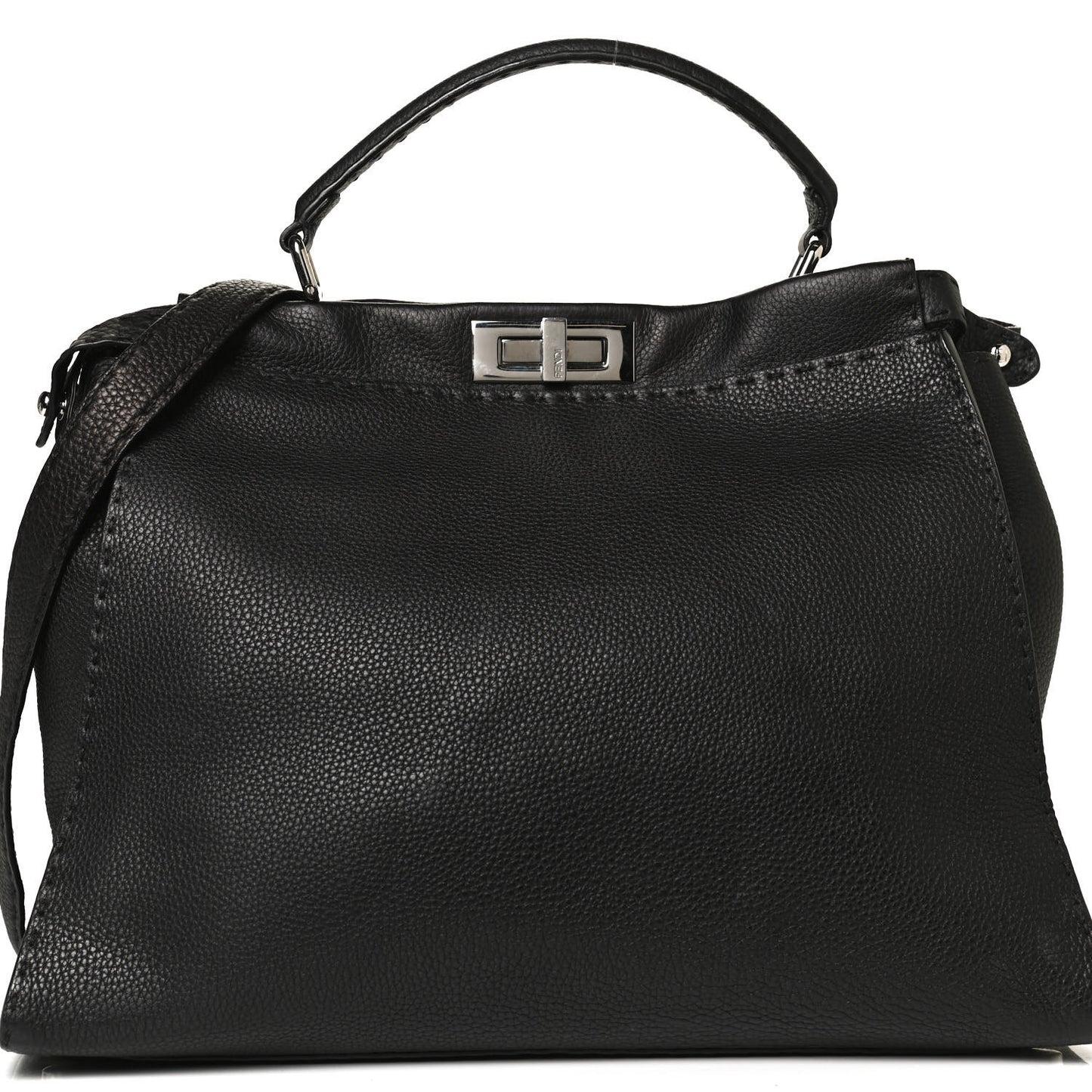 Cuoio Romano Selleria Bi-Color Large Peekaboo Iconic Satchel Black Mou