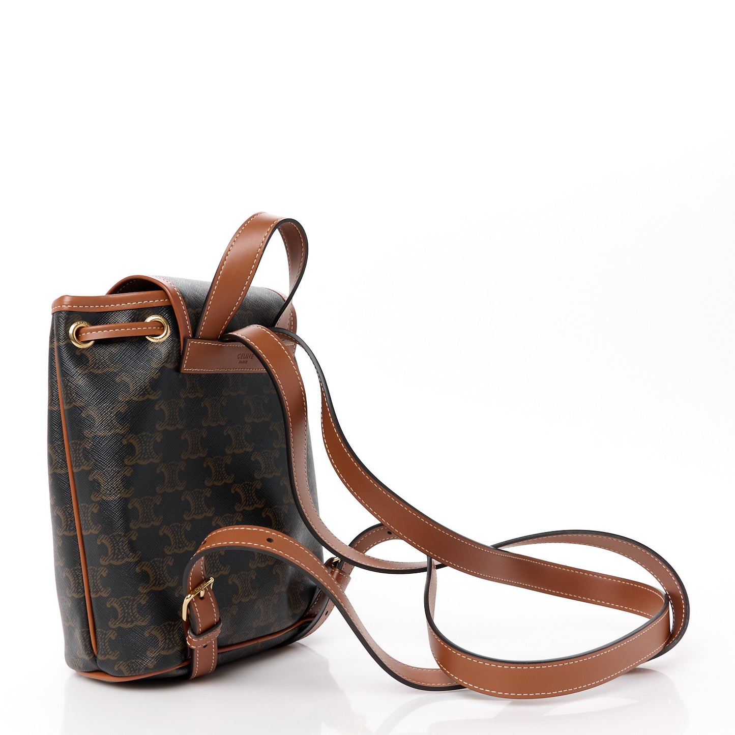 Triomphe Canvas Calfskin Mini Folco Backpack Tan