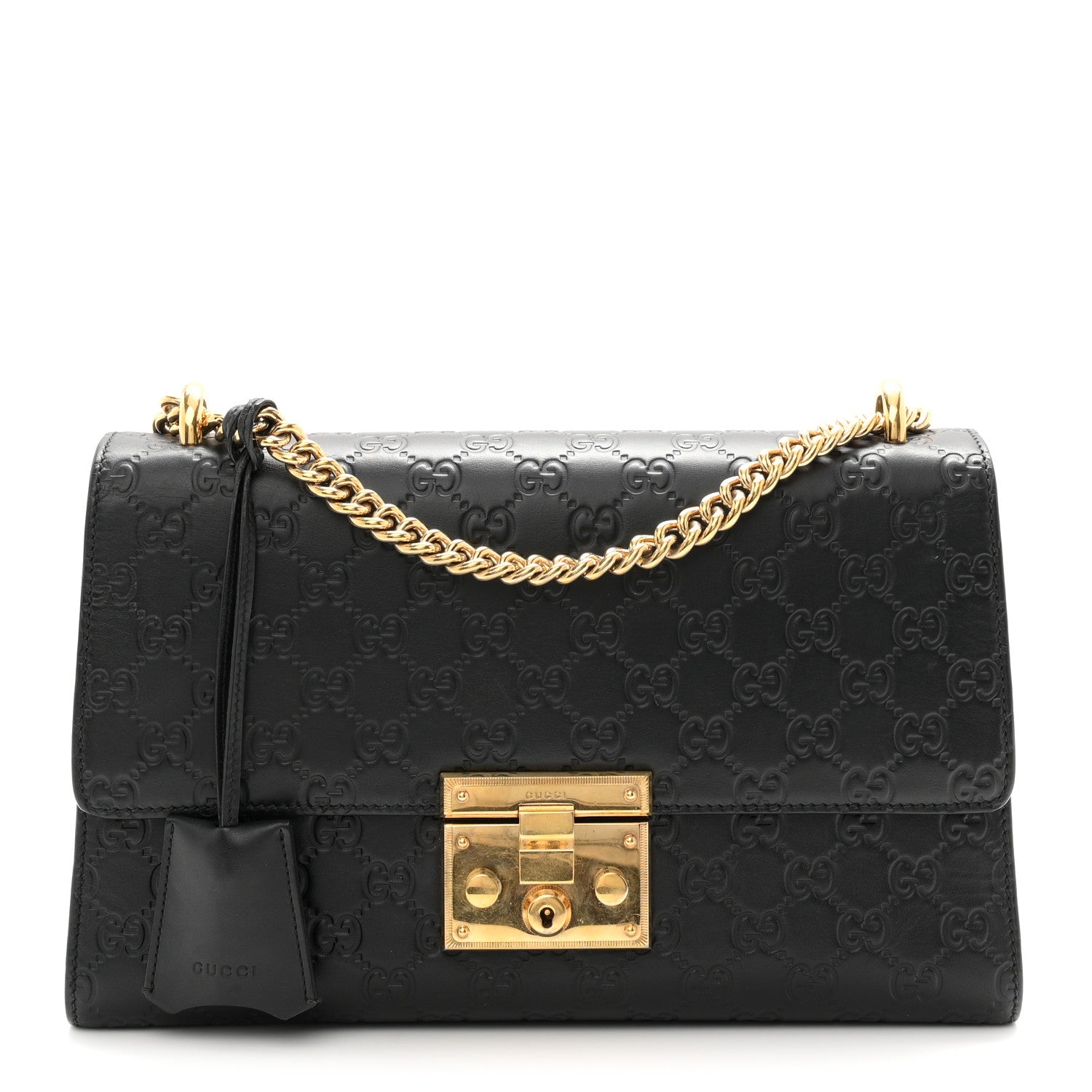 Gucci Guccissima Medium Padlock Shoulder Bag Black 1 of 10