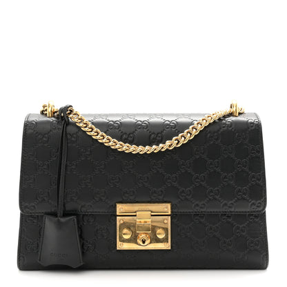 Gucci Guccissima Medium Padlock Shoulder Bag Black 1 of 10