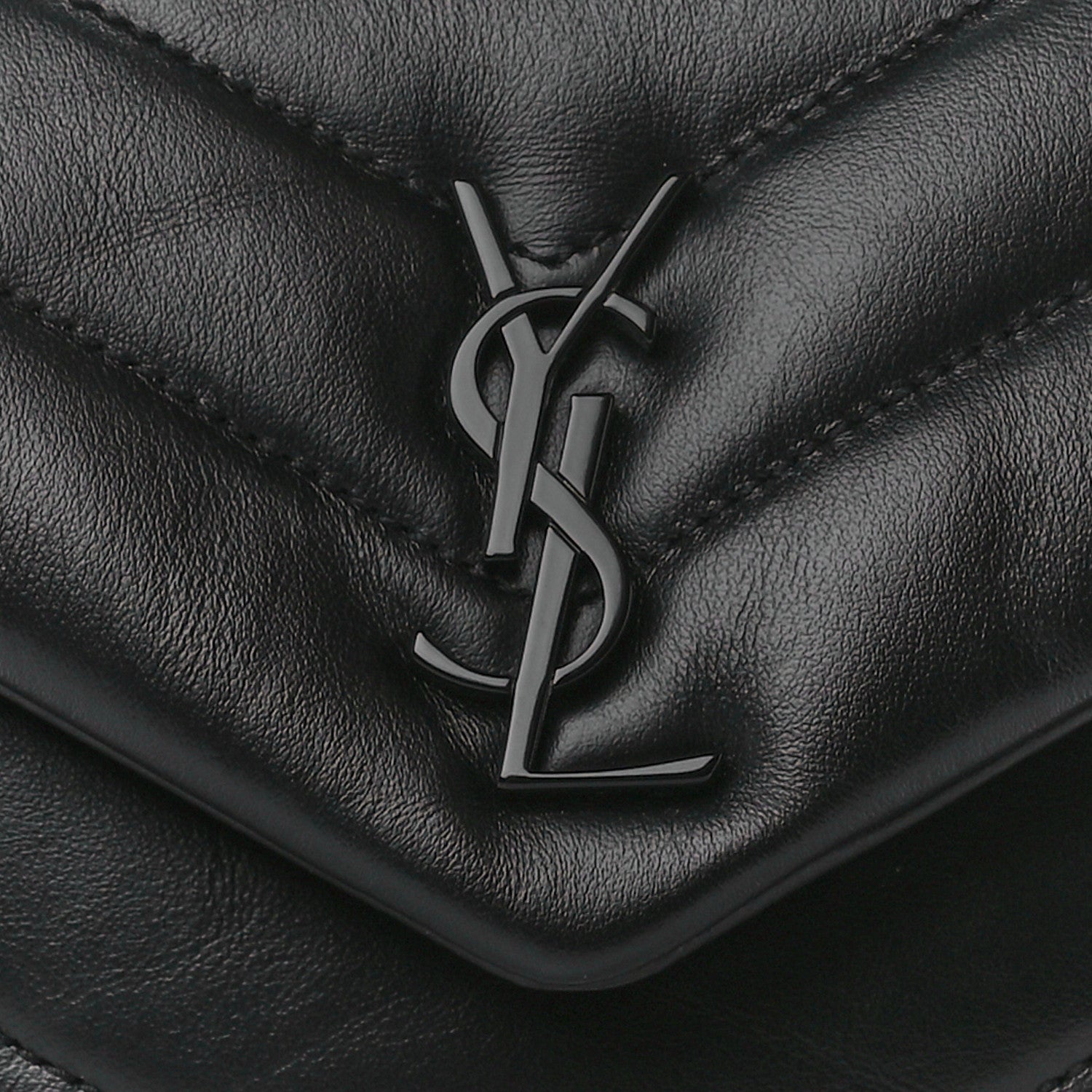 Saint Laurent Calfskin Y Quilted Monogram Monochrome Toy Loulou Crossbody Bag Black 9 of 11