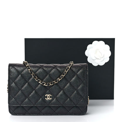 Chanel Iridescent Caviar Quilted Wallet On Chain WOC Black 11 of 11