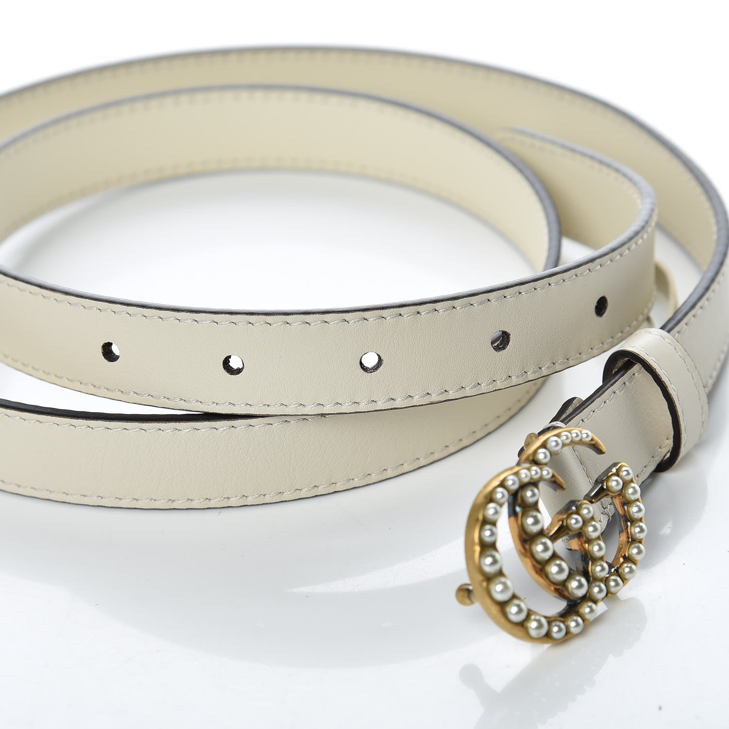 Gucci Calfskin Pearl Double G 20mm Belt 95 38 Ivory 5 of 6