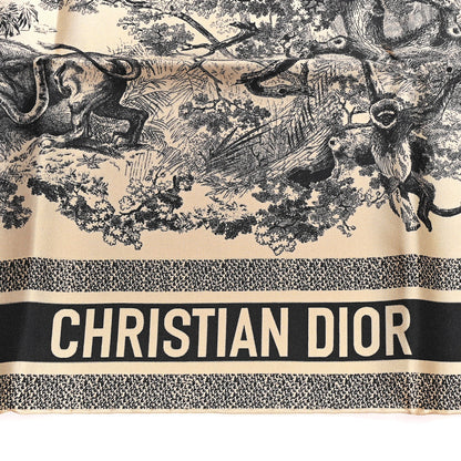 Christian Dior Silk Toile De Jouy Sauvage Square Scarf 70 Beige Navy Blue 2 of 3
