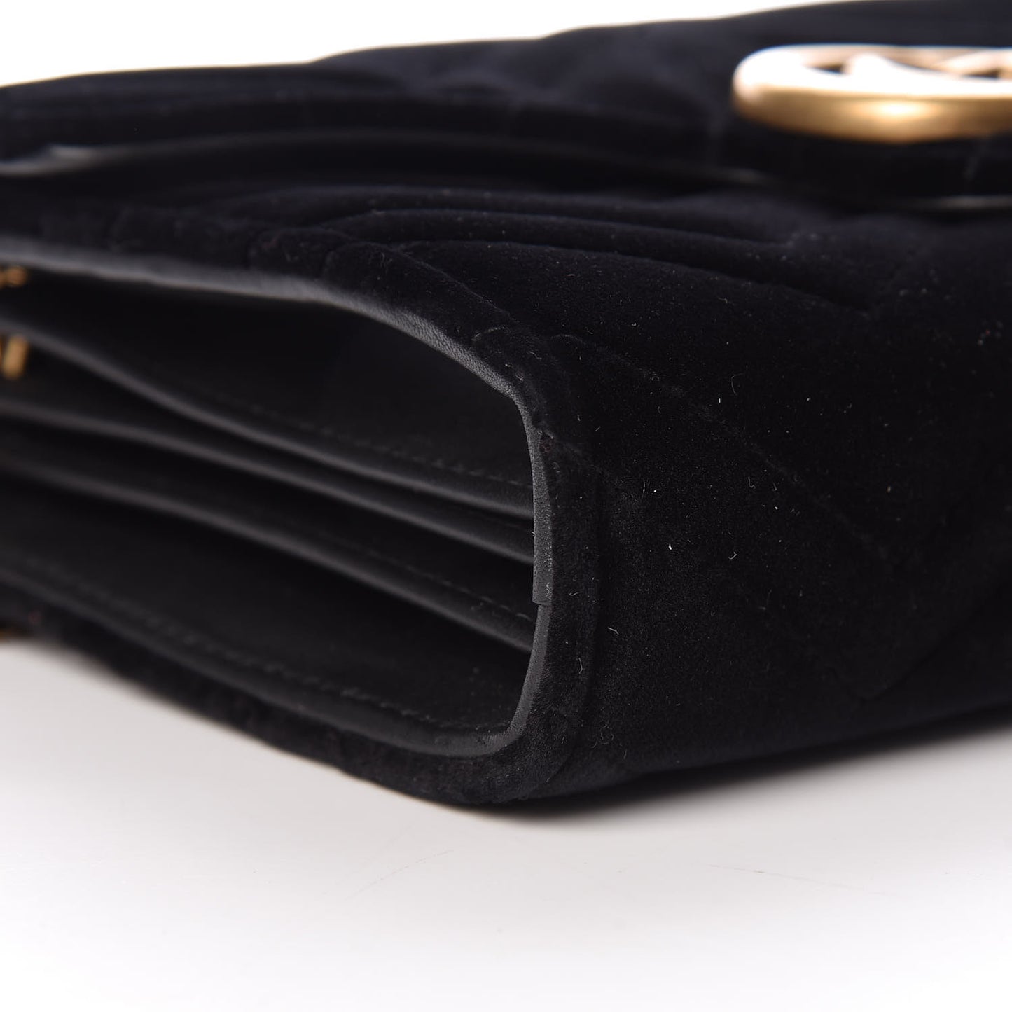 Velvet Matelasse GG Marmont Chain Wallet Black