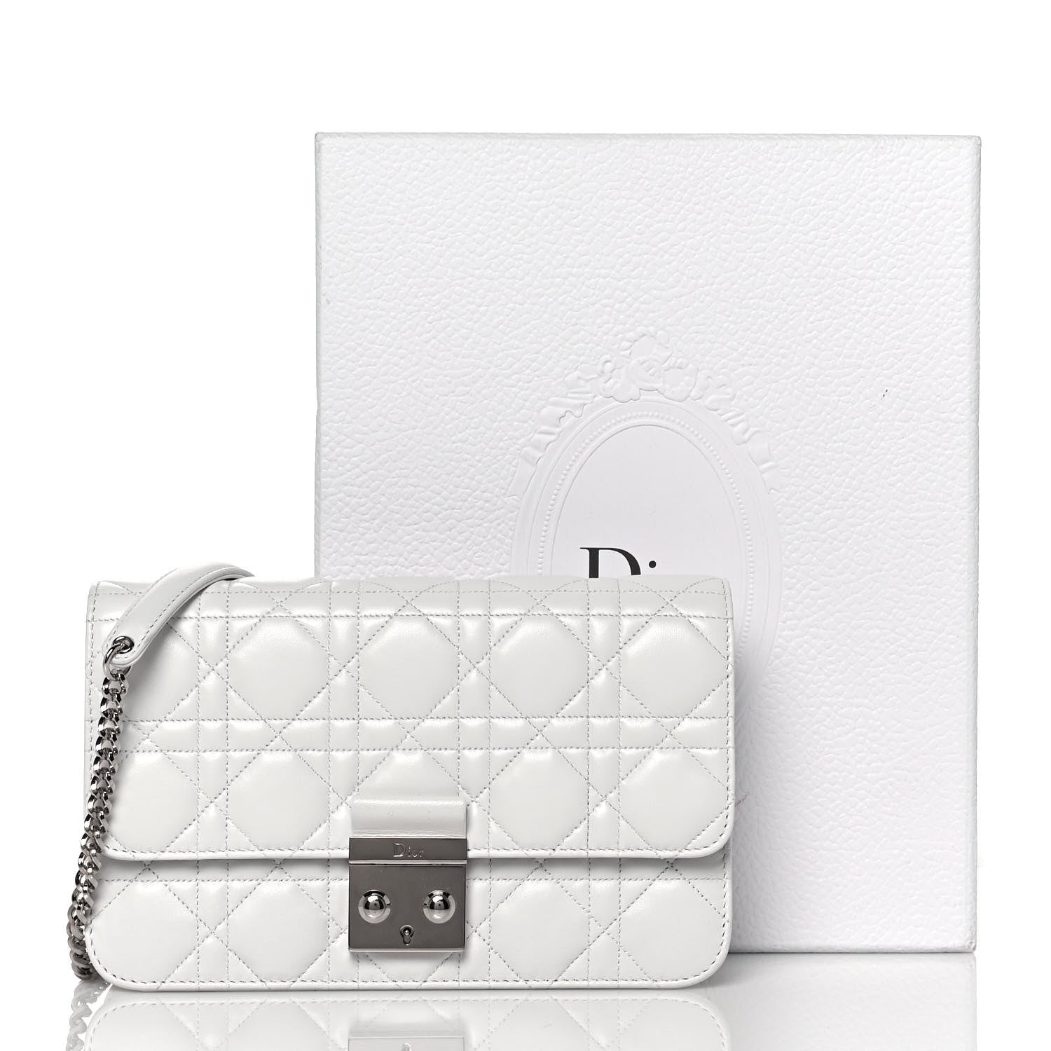 Christian Dior Lambskin Cannage Miss Dior Promenade Pouch White 14 of 14
