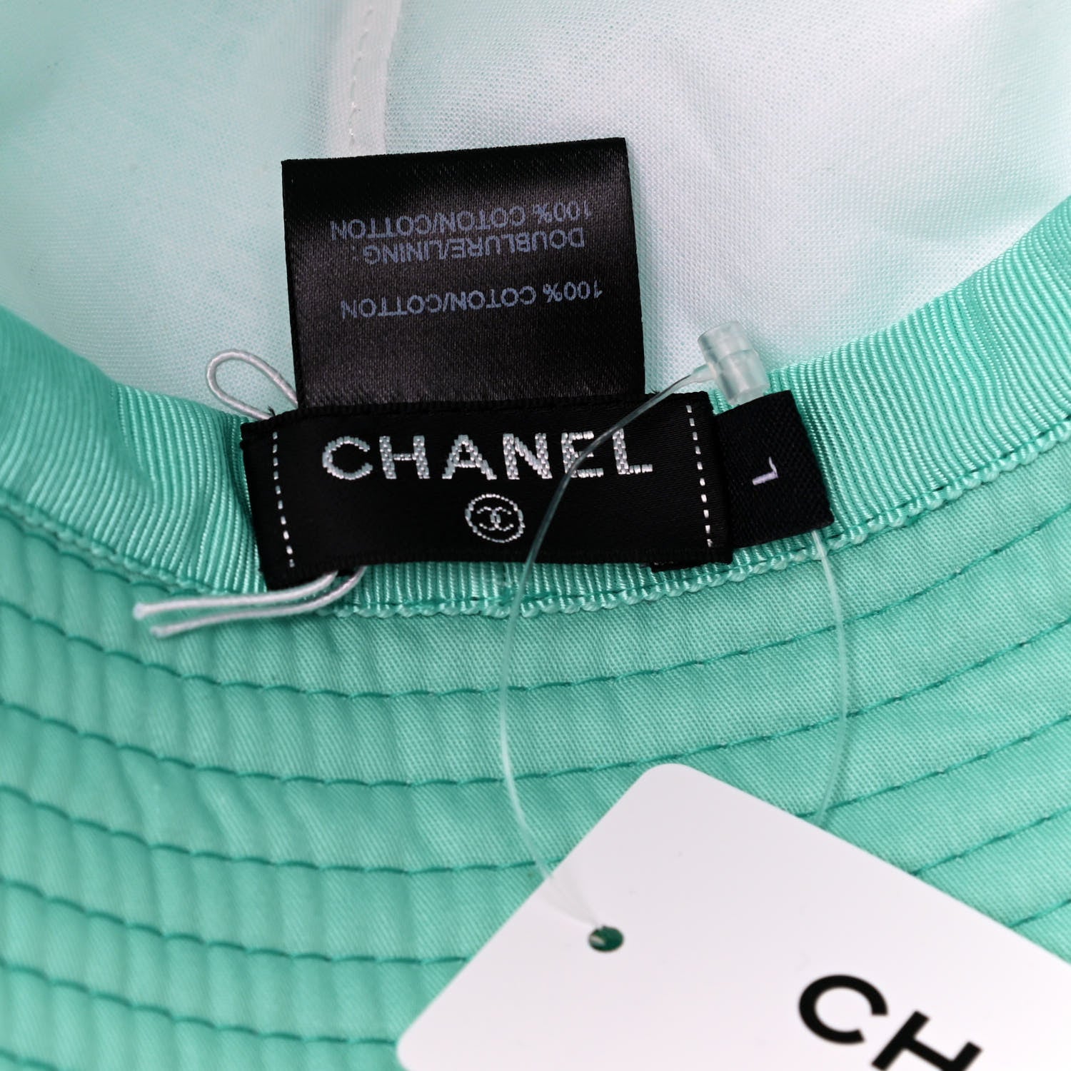 Chanel Cotton CC Cloche Bucket Hat L Turquoise Fuchsia 5 of 5