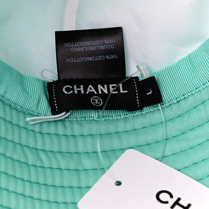 Chanel Cotton CC Cloche Bucket Hat L Turquoise Fuchsia 5 of 5
