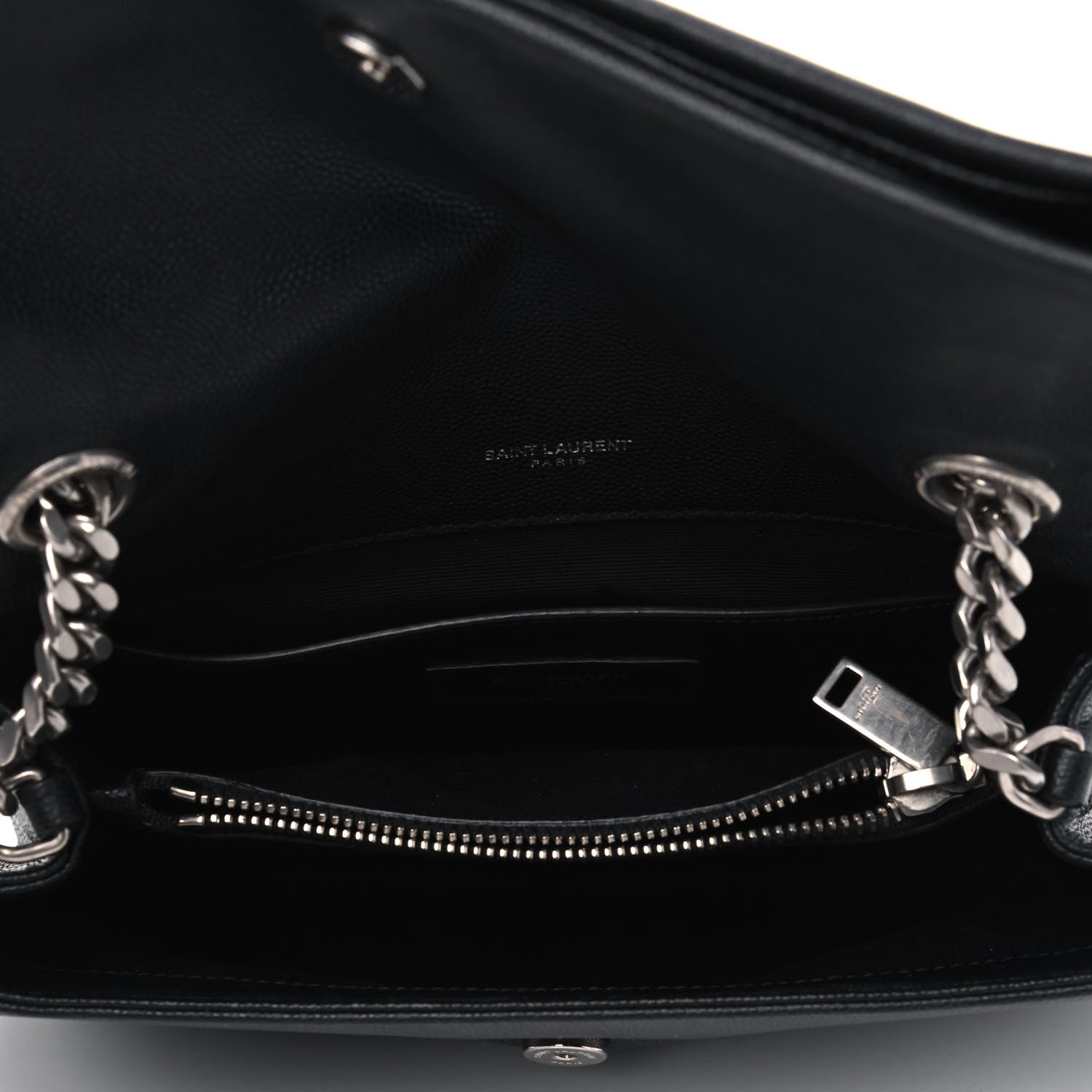 Saint Laurent Grain De Poudre Small West Hollywood Monogram Fold-Over Bag Black 4 of 4