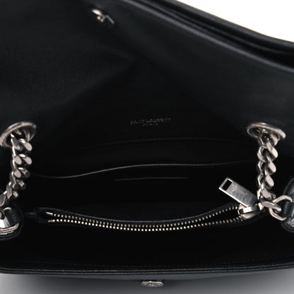 Saint Laurent Grain De Poudre Small West Hollywood Monogram Fold-Over Bag Black 4 of 4