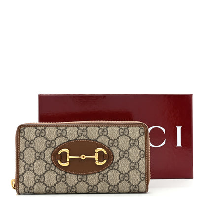 Gucci GG Supreme Monogram Azalea Calfskin Horsebit 1955 Zip Around Wallet Beige Ebony Brown Sugar 9 of 9