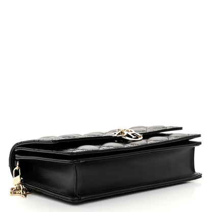 Christian Dior CHRISTIAN DIOR Lambskin Cannage Miss Dior Chain Pouch Black 4 of 9