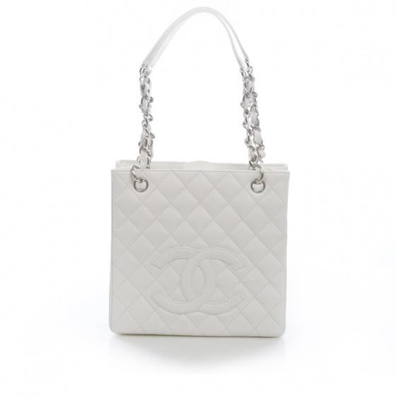 Chanel Caviar Petit Shopping Tote PST White 1 of 14