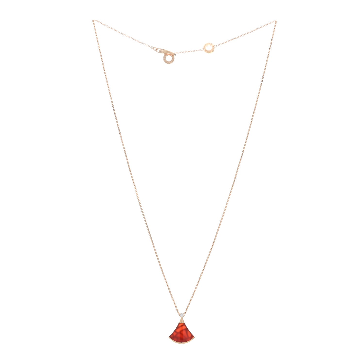 Bulgari 18K Rose Gold Diamond Carnelian Divas' Dream Pendant Necklace 2 of 4