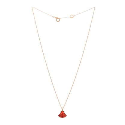 Bulgari 18K Rose Gold Diamond Carnelian Divas' Dream Pendant Necklace 2 of 4