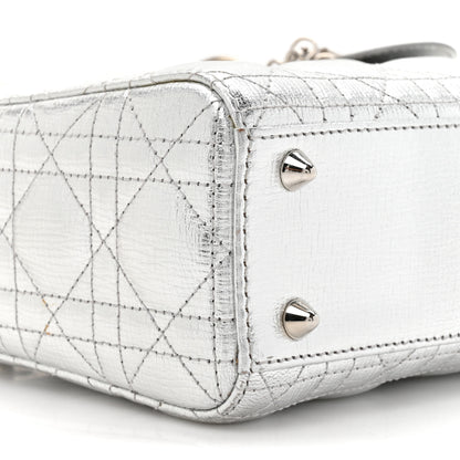 Christian Dior Metallic Grained Calfskin Cannage Small Lucky Badges My Lady Dior Silver 10 of 14