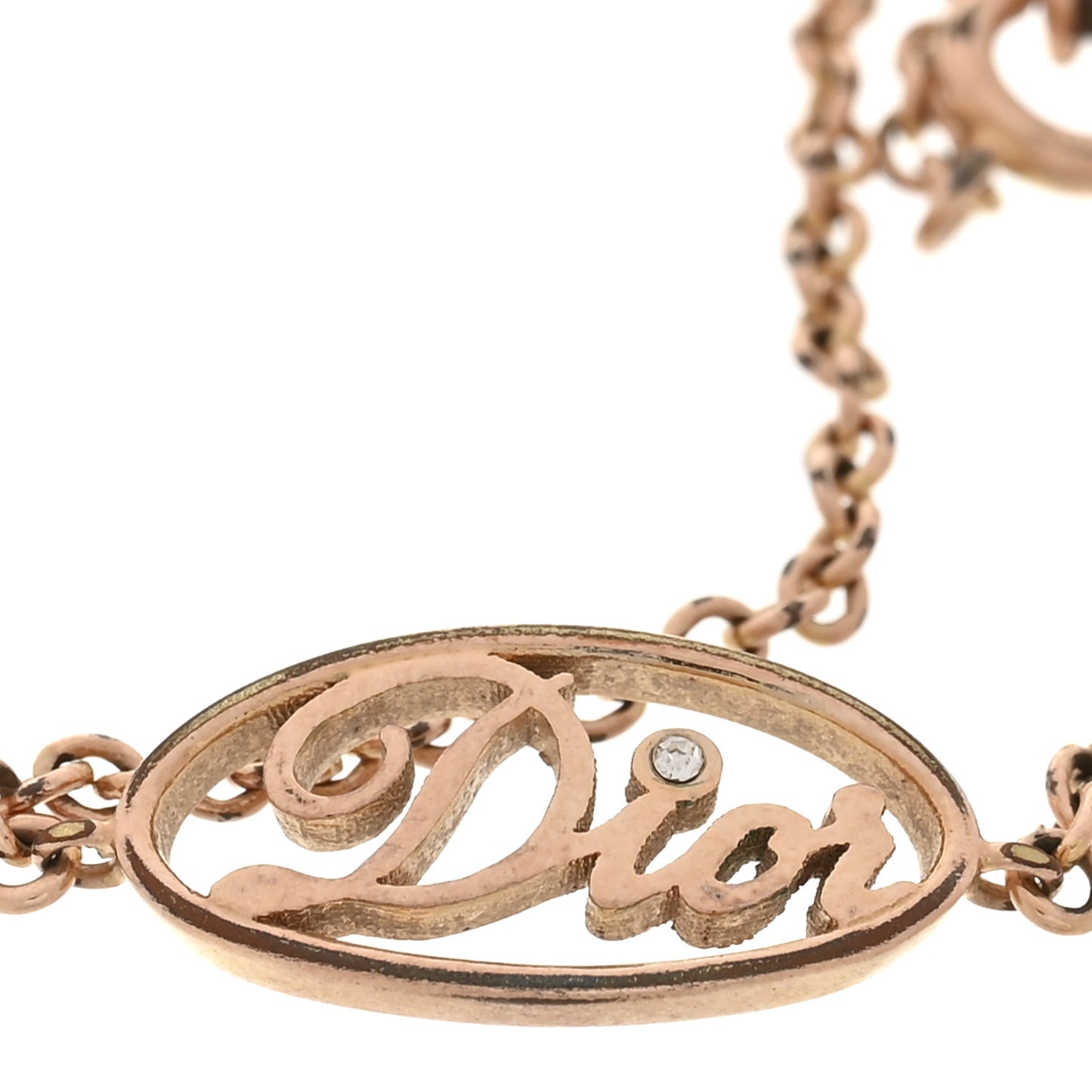Crystal Dior Logo Bracelet Rose Gold