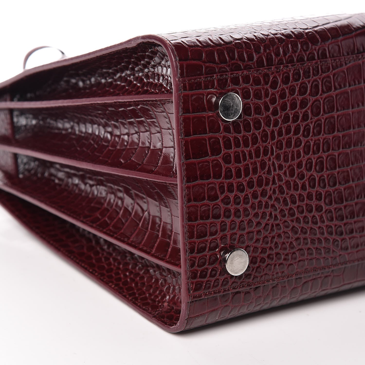 Saint Laurent Calfskin Crocodile Embossed Small Sac de Jour Wine 10 of 15