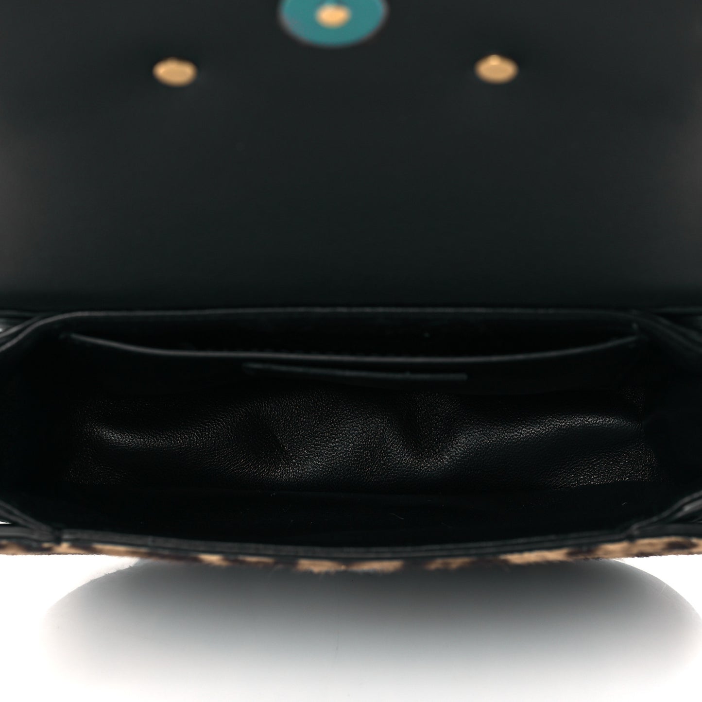 Calf Hair Leopard Print Small Supervee Crossbody Bag Black Marrone