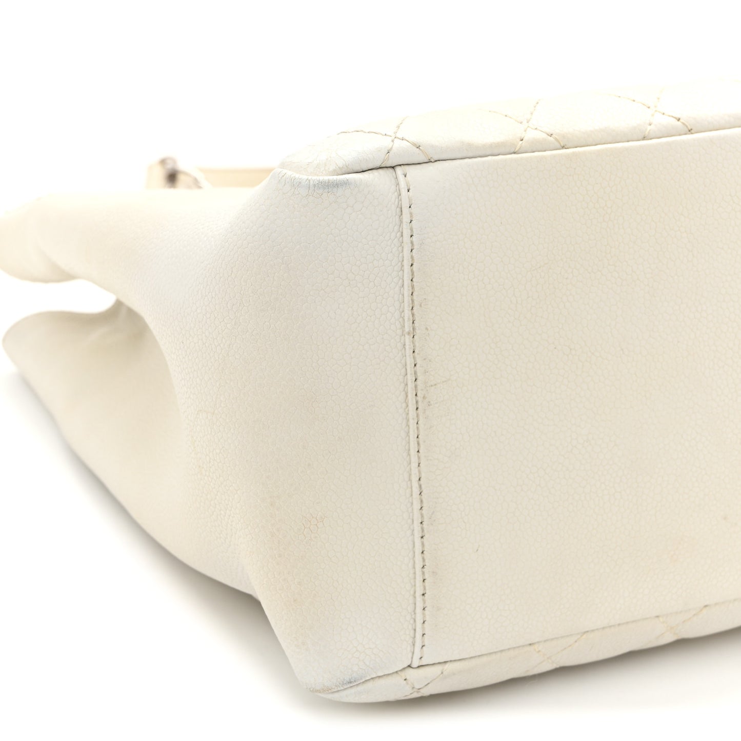 Caviar Quilted Grand Shopping Tote GST White