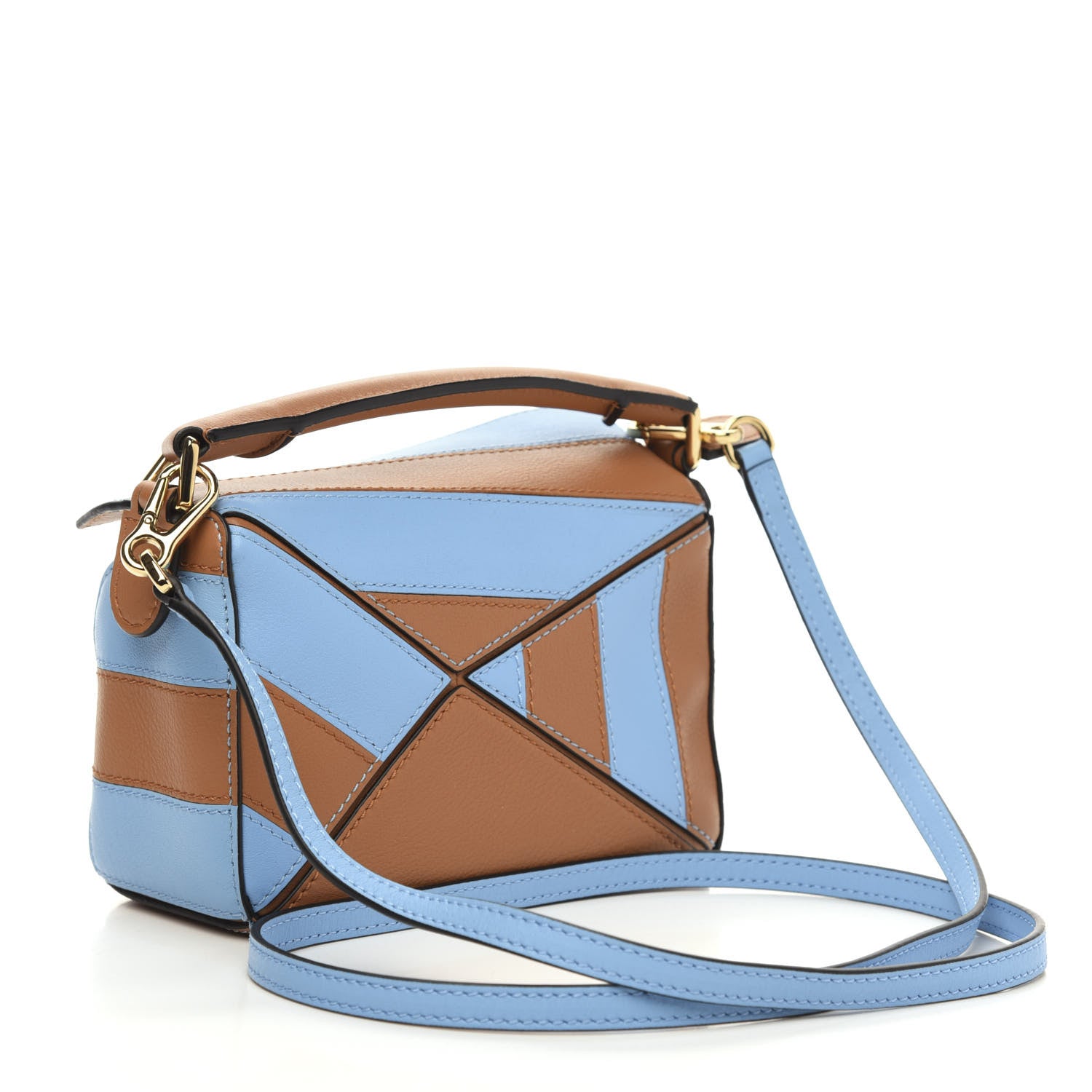 Loewe Calfskin Rugby Mini Puzzle Bag Blue Tan 3 of 9