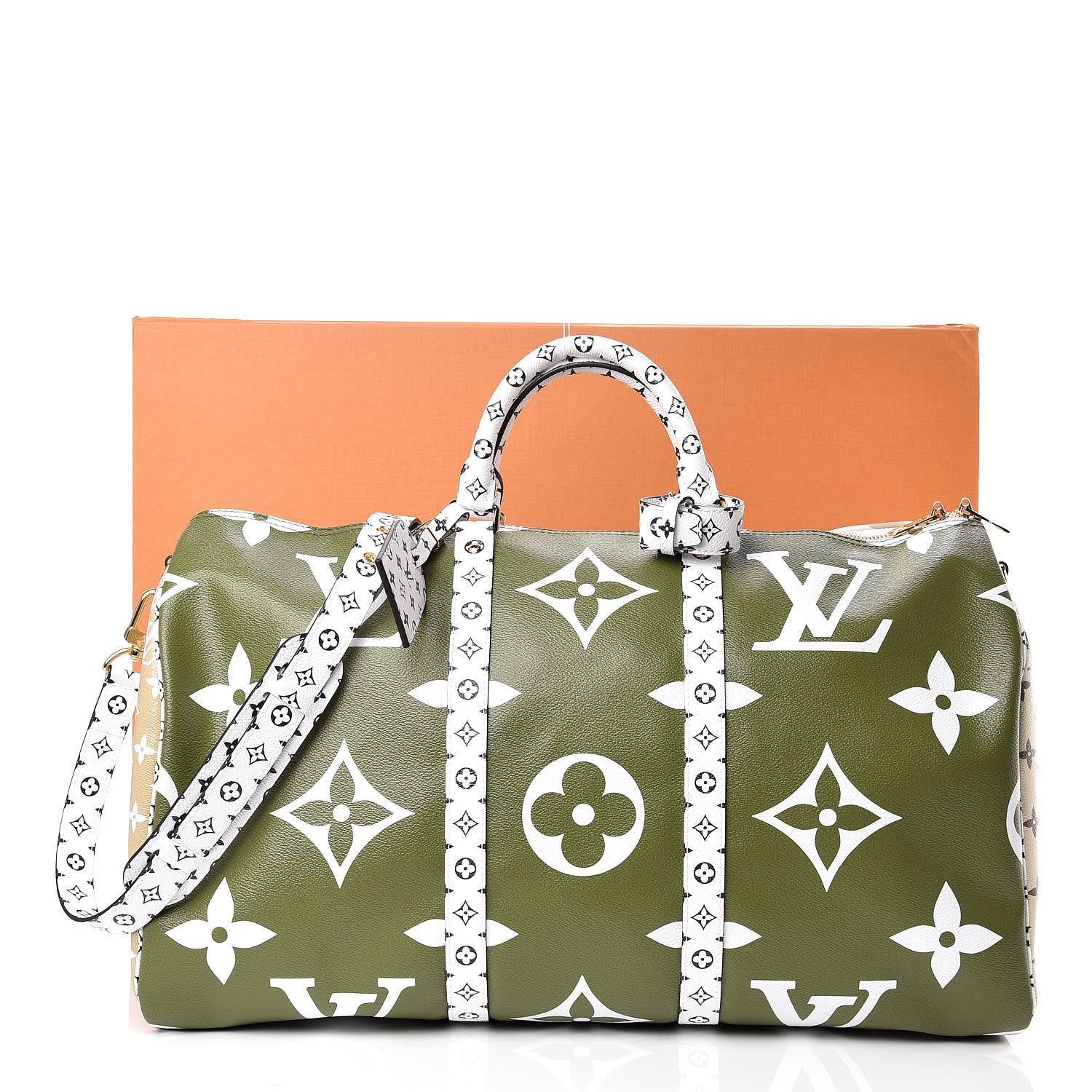 Louis Vuitton Monogram Giant Keepall Bandouliere 50 Kaki Beige 10 of 10